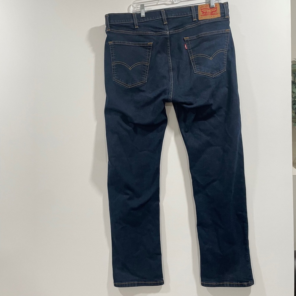 Levis 506 Straight Leg Jeans Mens 38x32 Dark Indigo Blue Stretch Denim Pants - Picture 5 of 8